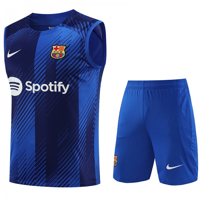 23/24 Barcelona Navy Blue Training jersey Kit Sleeveless vest (vest + Short)-7951459