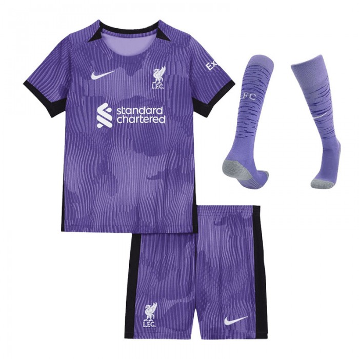 23/24 Liverpool Second Away Purple jersey Kit short sleeve (Shirt + Short + Socks)-3094111