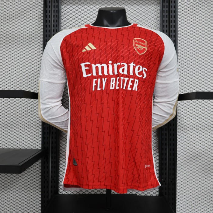 23/24 Arsenal Home Red White Long Sleeve Jersey Kit Long Sleeve (Player Version)-4562419