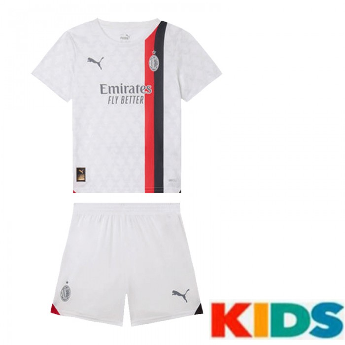 23/24 Kids AC Milan Away White Kids Jersey Kit short Sleeve (Shirt + Short)-9556448