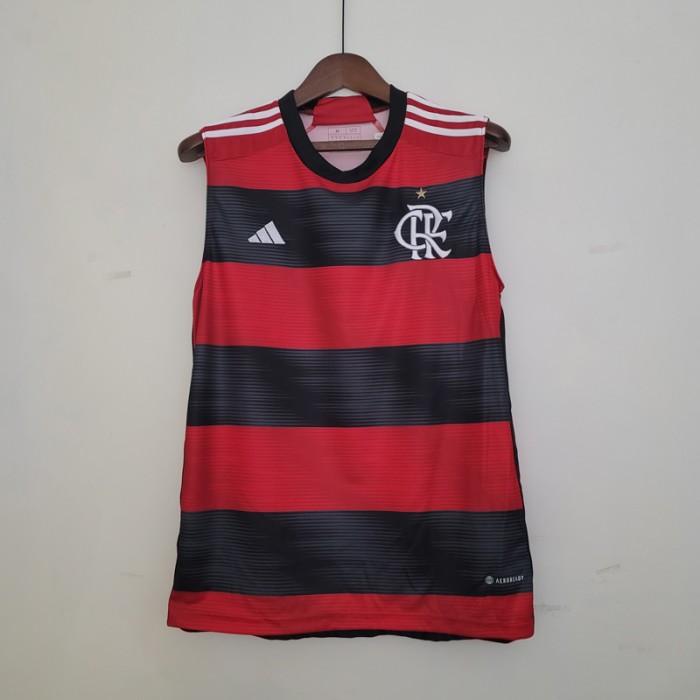 23/24 Flamengo Home Black Red Jersey Kit Sleeveless Vest-3961036