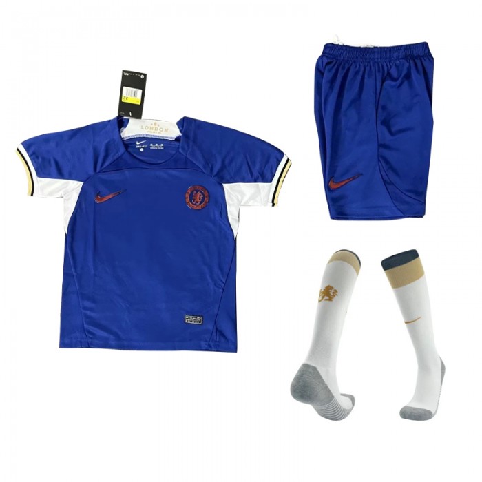 23/24 Kids Chelsea Home Blue Kids jersey Kit short sleeve (Shirt + Short + Socks)-2258968