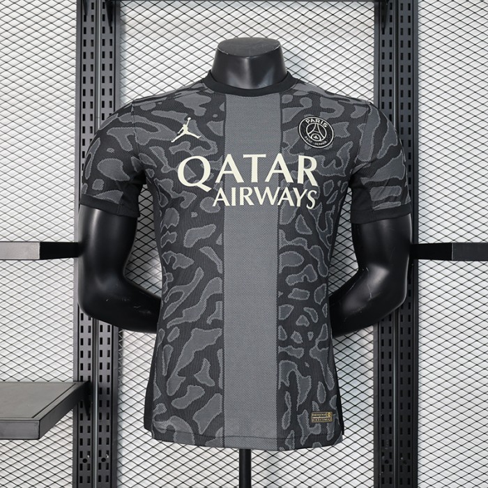 23/24 Paris Saint-Germain PSG Black Gray Jersey Kit short sleeve (Player Version)-4475130