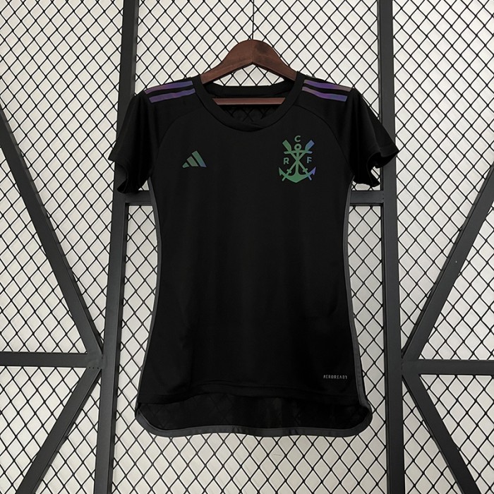 23/24 Women Flamengo Third Away Black Jersey version Kit short sleeve-2478121