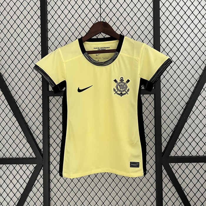 23/24 Women Corinthians Third Away Yellow Jersey version Kit short sleeve-4609375
