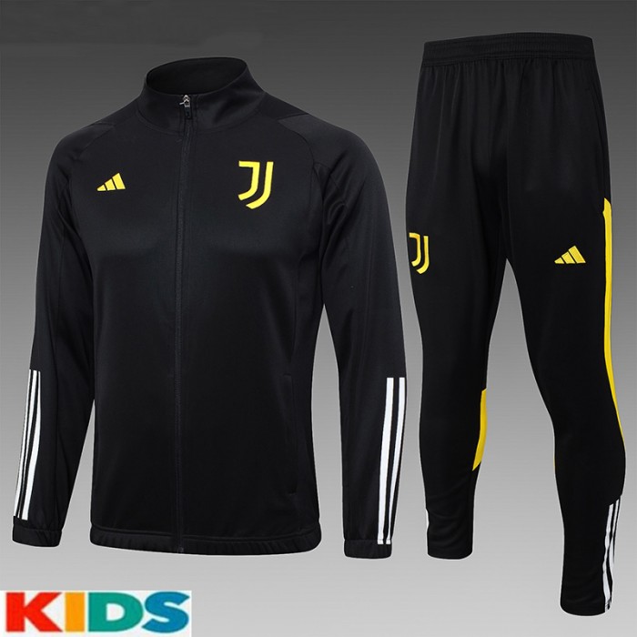 23/24 Kids Juventus Black Kids Edition Classic Jacket Training Suit (Top+Pant)-8777969