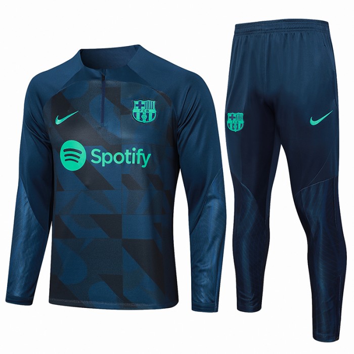 23/24 Barcelona Navy Blue Edition Classic Jacket Training Suit (Top+Pant)-7872775