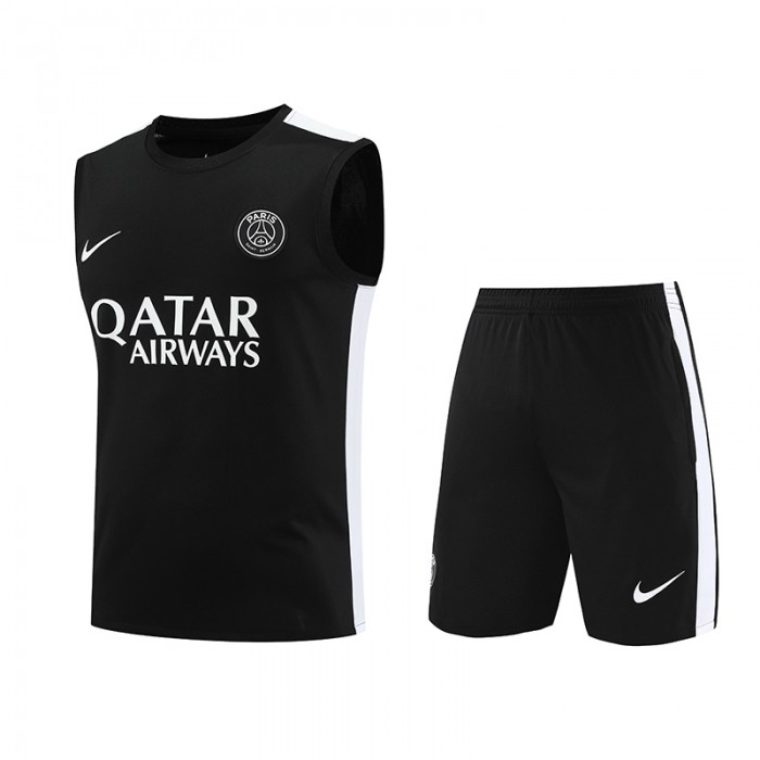 23/24 Paris Saint-Germain PSG Black Training jersey Kit Sleeveless vest (vest + Short)-3164175