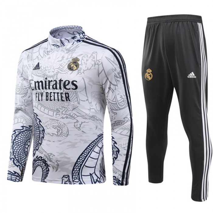 23/24 Real Madrid White Gray Edition Classic Jacket Training Suit (Top+Pant)-6995580