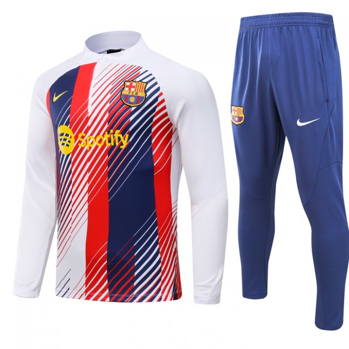 23/24 Barcelona White Red Edition Classic Jacket Training Suit (Top+Pant)-6065354