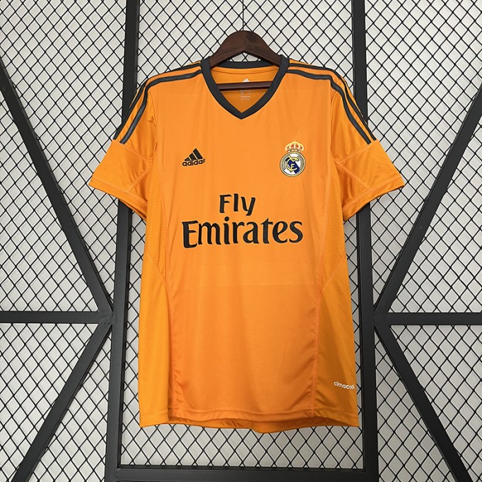 Retro 13/14 Real Madrid third away Orange Jersey Kit short sleeve-2271471