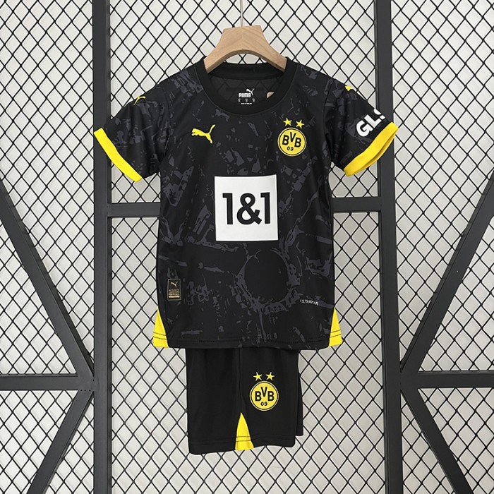 23/24 Kids Borussia Dortmund Away Black Kids jersey Kit short sleeve (Shirt + Short)-6669247