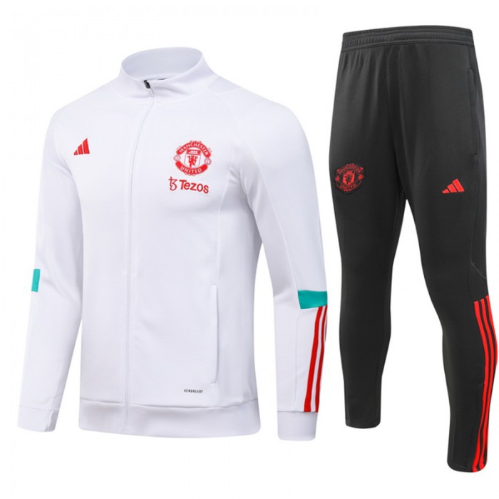 23/24 Manchester United M-U White Edition Classic Jacket Training Suit (Top+Pant)-6884728