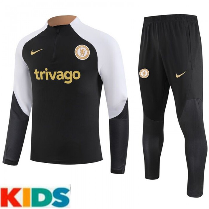 23/24 Kids Chelsea Black Kids Edition Classic Jacket Training Suit (Top+Pant)-9452641