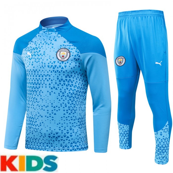 23/24 Kids Manchester City Blue Kids Edition Classic Jacket Training Suit (Top+Pant)-9757501