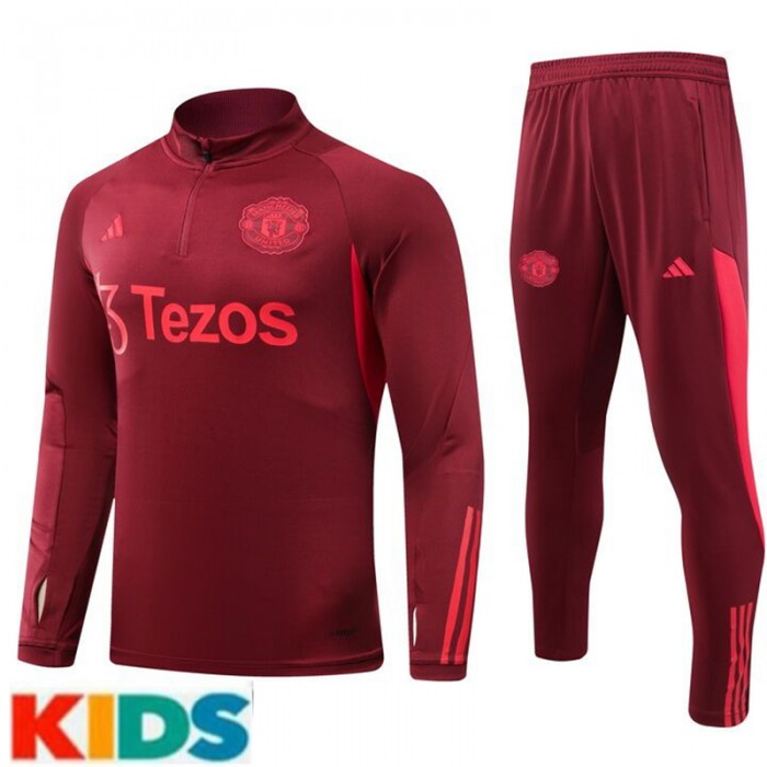 23/24 Kids Manchester United M-U Red Kids Edition Classic Jacket Training Suit (Top+Pant)-9879461