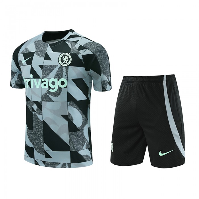 23/24 Chelsea Training Gray Black Jersey Kit short Sleeve (Shirt + Short)-825033