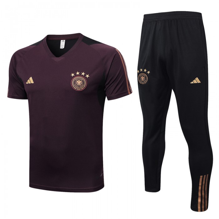 2023 Germany Gray Short sleeve Long pants Training Suit (Shirt+Pant)-2145867