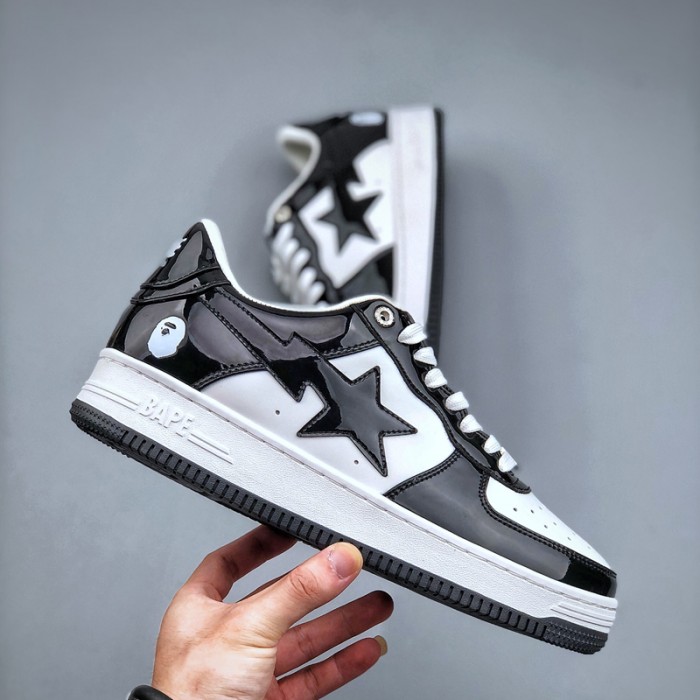 Bape Sta To Low Running Shoes-Black/White-8783467