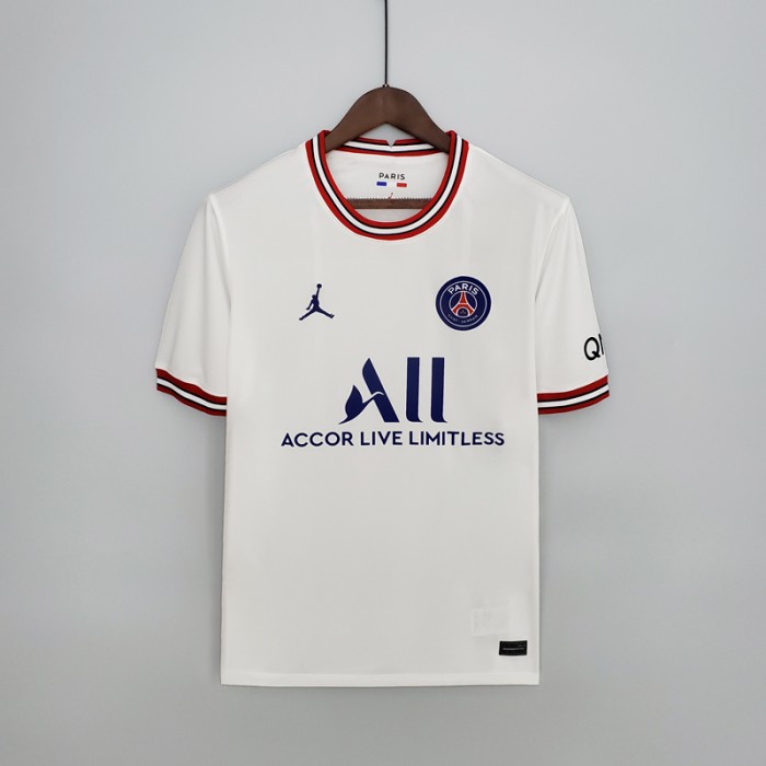 Retro 21/22 Paris Saint-Germain PSG Third Away Wihte Jersey Kit short sleeve-6125128
