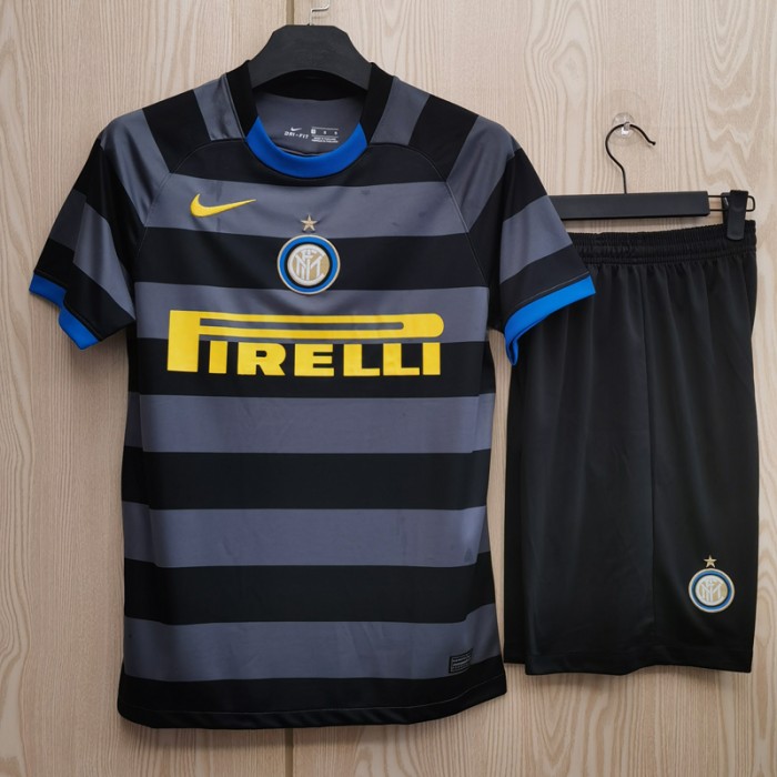 Retro 04/05 Inter Milan Away Gray Black Jersey Kit short Sleeve (Shirt + Short)-3956711