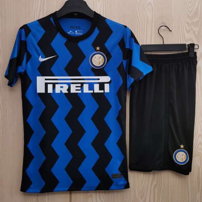 Retro 04/05 Inter Milan Home Blue Black Jersey Kit short Sleeve (Shirt + Short)-661861