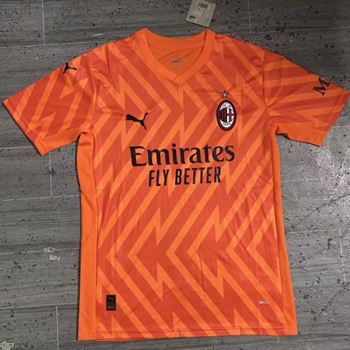 23/24 AC Milan Goalkeeper Orange Jersey Kit short sleeve-6743468