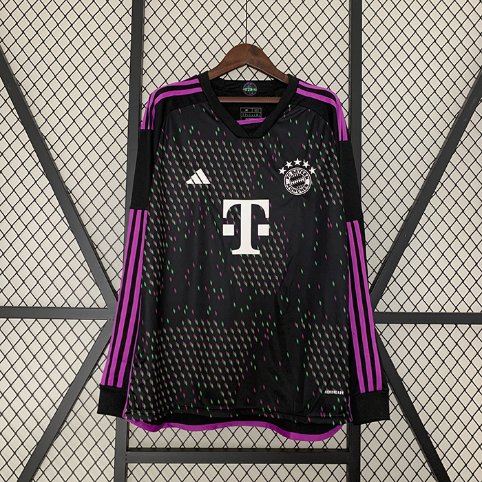 23/24 Bayern Munich Away Black Purple Jersey Kit Long Sleeve-8194884