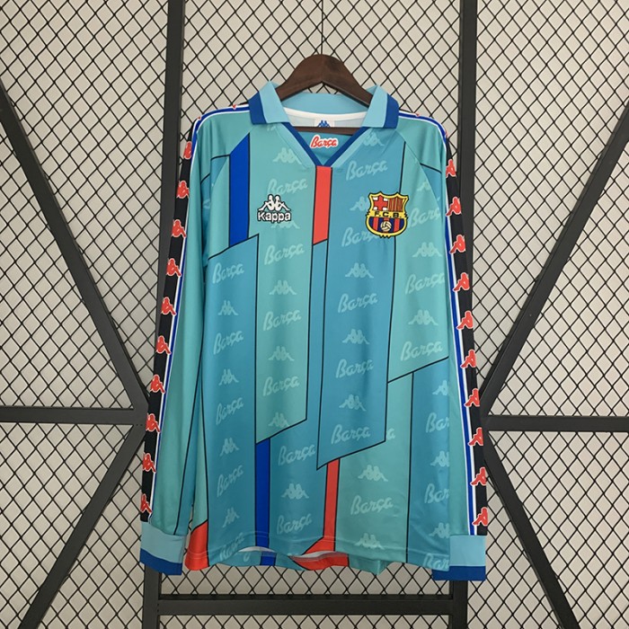 Retro 96/97 Barcelona Away Blue Jersey Kit Long Sleeve-2434956
