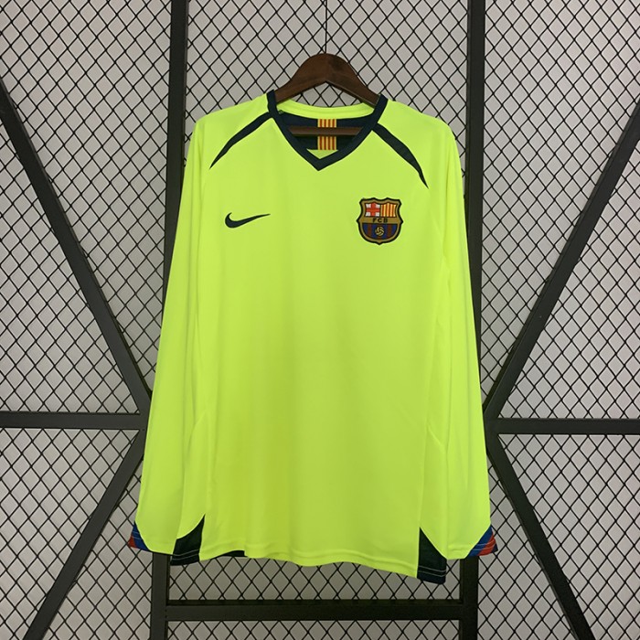 Retro 05/06 Barcelona Away Green Jersey Kit Long Sleeve-6932151