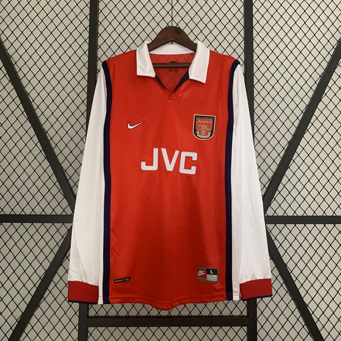 Retro 98/99 Arsenal Home Red White Jersey Kit Long Sleeve-5578097