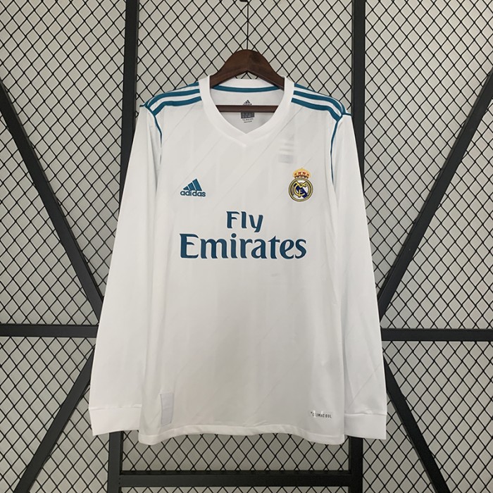 Retro 17/18 Real Madrid Home White Jersey Kit Long Sleeve-765167