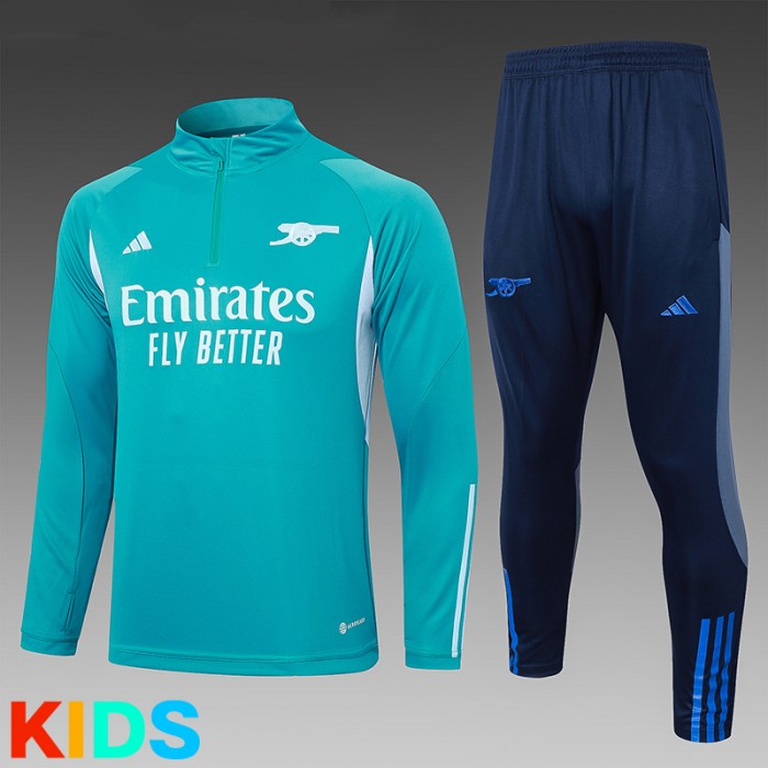 23/24 Kids Barcelona Navy Blue Kids Edition Classic Jacket Training Suit (Top+Pant)-7750499