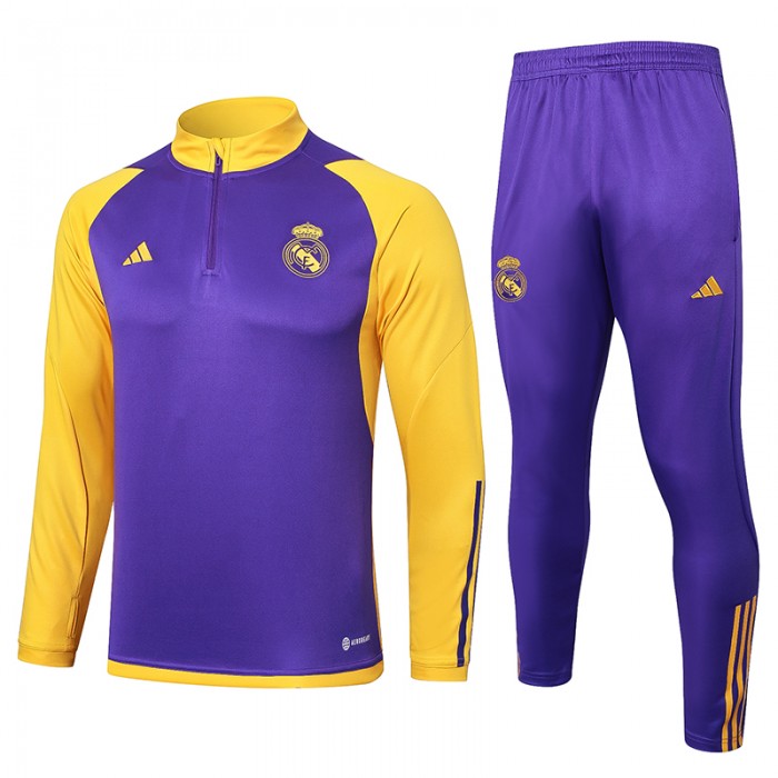 23/24 Real Madrid Purple Yellow Edition Classic Jacket Training Suit (Top+Pant)-3581547