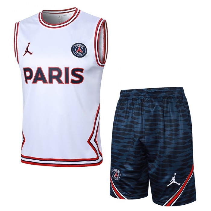 23/24 Paris Saint-Germain PSG Training White Jersey Kit Sleeveless (Vest + Short)-4237674