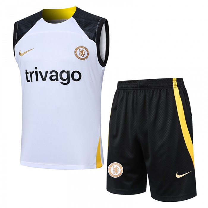 23/24 Chelsea Training White Jersey Kit Sleeveless (Vest + Short)-6197983