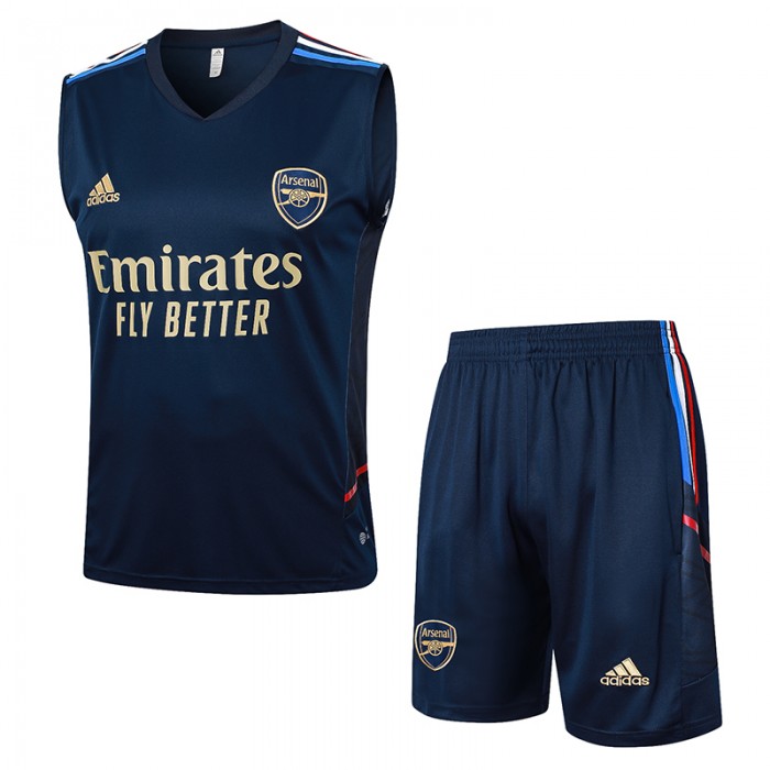 23/24 Arsenal Training Nvay Blue Jersey Kit Sleeveless (Vest + Short)-6054417
