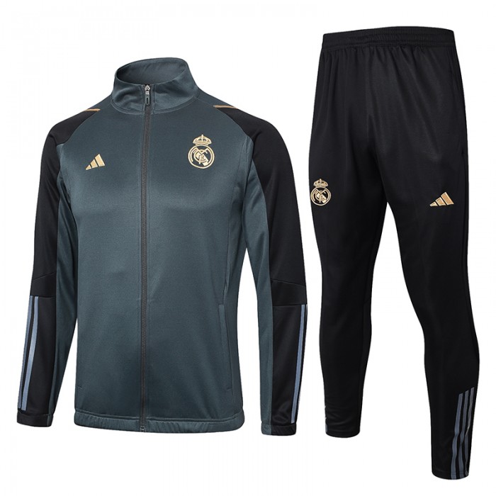 23/24 Real Madrid Gray Black Edition Classic Jacket Training Suit (Top+Pant)-7450959