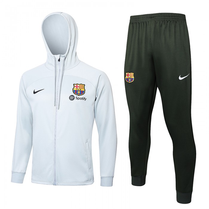 23/24 Barcelona White Edition Classic Jacket Training Suit (Top+Pant)-5474218