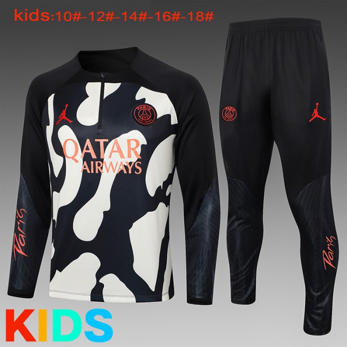 23/24 Kids Paris Saint-Germain PSG White Black Kids Edition Classic Jacket Training Suit (Top+Pant)-187420