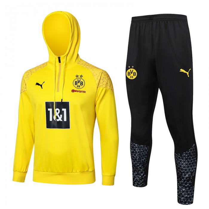 23/24 Borussia Dortmund Yellow Hooed Edition Classic Jacket Training Suit (Top+Pant)-8684679