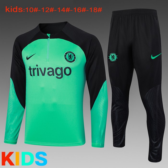 23/24 Kids Chelsea Green Black Kids Edition Classic Jacket Training Suit (Top+Pant)-8142923