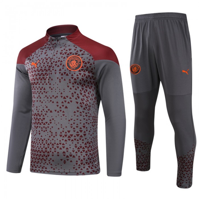 23/24 Manchester City Gray Red Edition Classic Jacket Training Suit (Top+Pant)-1880779