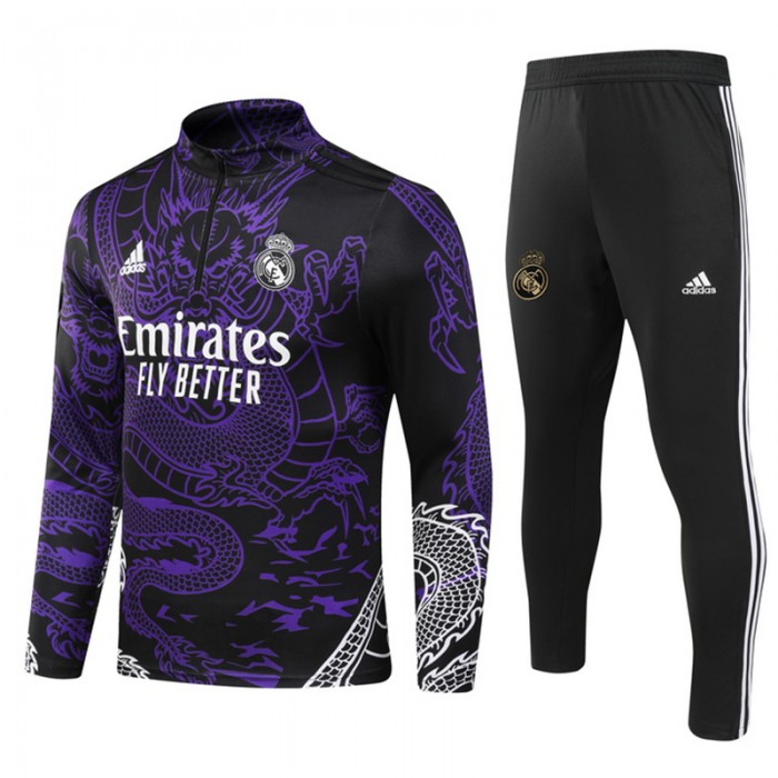 23/24 Real Madrid Black Purple Edition Classic Jacket Training Suit (Top+Pant)-2141680