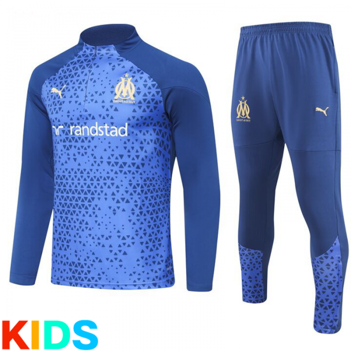 23/24 Kids Marseille Blue Kids Edition Classic Jacket Training Suit (Top+Pant)-1344601