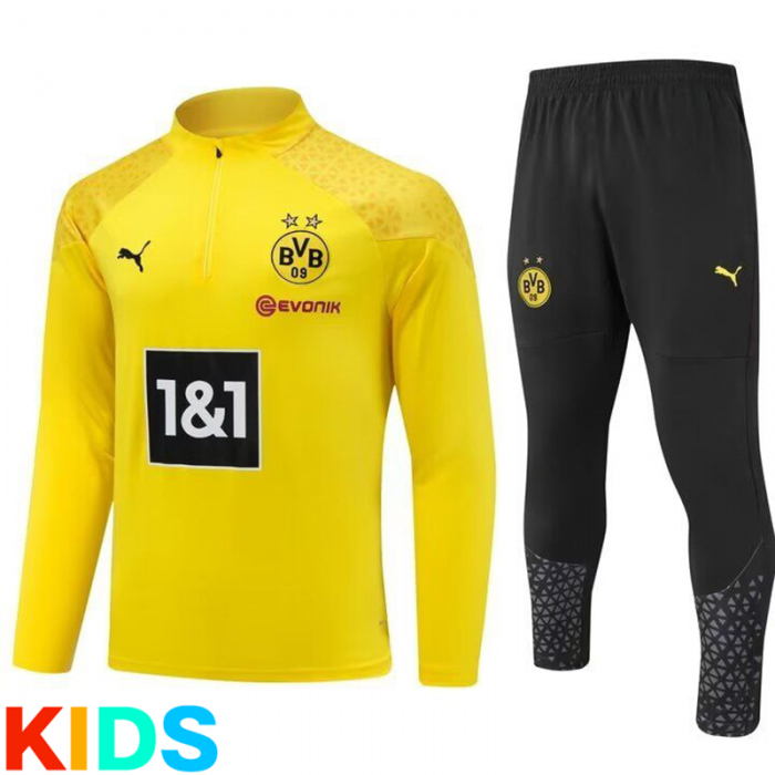 23/24 Kids Borussia Dortmund Yellow Kids Edition Classic Jacket Training Suit (Top+Pant)-8344321