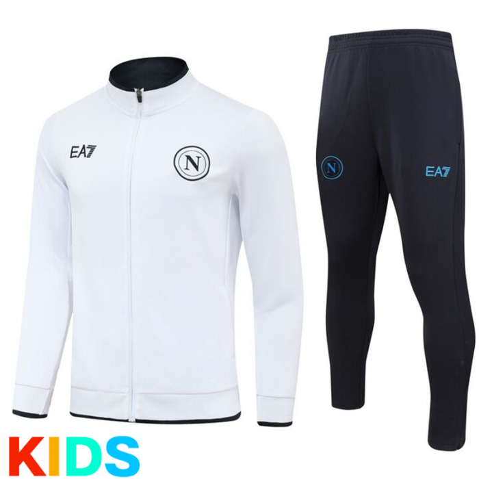 23/24 Kids Napoli Naples White Kids Edition Classic Jacket Training Suit (Top+Pant)-9096873