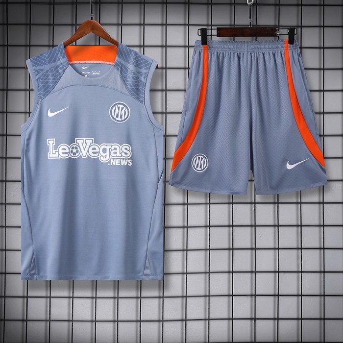 23/24 Inter Milan Training Gray Jersey Kit Sleeveless (Vest + Short)-3020103
