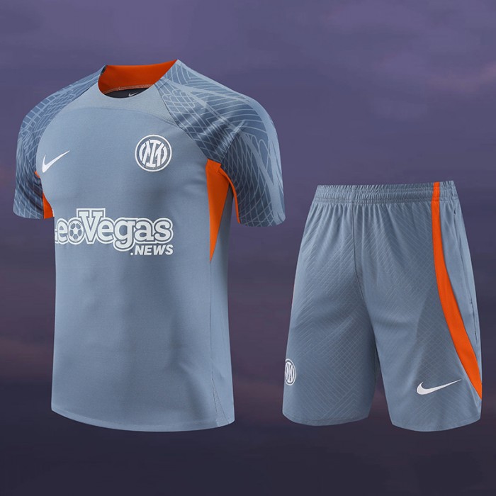 23/24 Inter Milan Training Gray Jersey Kit short Sleeve (Shirt + Short)-3042386