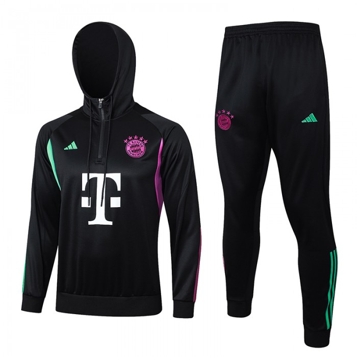 23/24 Bayern Munich Black Hooded Edition Classic Jacket Training Suit (Top+Pant)-2517105